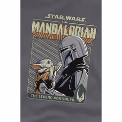 Star Wars: The Mandalorian Mens Legend Continues Grogu T-Shirt - XL, Charcoal