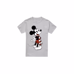Disney Mens Mickey Mouse Scarf Christmas T-Shirt - S, Sport Heather