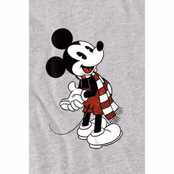 Disney Mens Mickey Mouse Scarf Christmas T-Shirt - S, Sport Heather