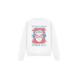 Spider-Man Unisex Adult Peter Parker Striped Sweatshirt - S, White