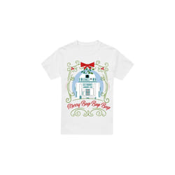 Star Wars Mens Merry Beep Boop Beep R2-D2 Christmas T-Shirt - L, White