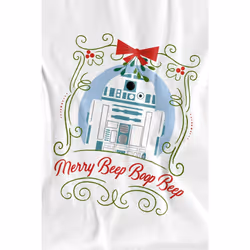 Star Wars Mens Merry Beep Boop Beep R2-D2 Christmas T-Shirt - L, White