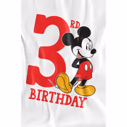 Disney Childrens/Kids Mickey Mouse 3rd Birthday T-Shirt - 7-8 Years, White