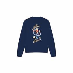 Captain Marvel Unisex Adult Be Merry Be Bright Sweatshirt - S, Navy
