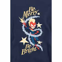 Captain Marvel Unisex Adult Be Merry Be Bright Sweatshirt - M, Navy