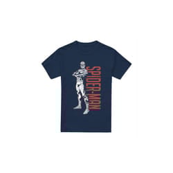 Spider-Man Mens Hero Stance T-Shirt - L, Navy
