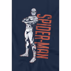 Spider-Man Mens Hero Stance T-Shirt - L, Navy