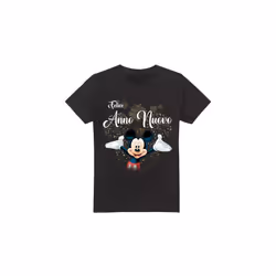 Disney Mens Italian Mickey Mouse Fireworks New Year T-Shirt - XL, Black