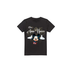 Disney Mens Italian Mickey Mouse Fireworks New Year T-Shirt - XL, Black