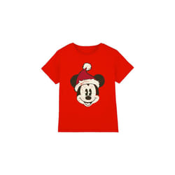 Disney Childrens/Kids Mickey Mouse Santa Face T-Shirt - 7-8 Years, Red