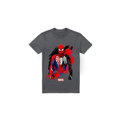 Spider-Man Mens Symbiote T-Shirt - L, Charcoal