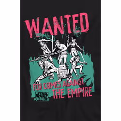 Star Wars Mens Wanted Rebels T-Shirt - XL, Black