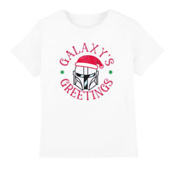 Star Wars: The Mandalorian Childrens/Kids Galaxy's Greeting T-Shirt - 12-13 Years, White