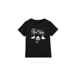 Disney Childrens/Kids Mickey Mouse New Year T-Shirt - 7-8 Years, Black
