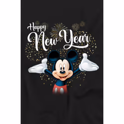Disney Childrens/Kids Mickey Mouse New Year T-Shirt - 7-8 Years, Black