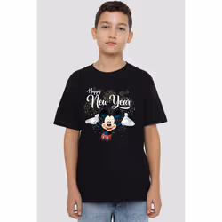 Disney Childrens/Kids Mickey Mouse New Year T-Shirt - 7-8 Years, Black