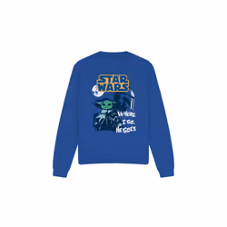 Star Wars Unisex Adult Swipe Grogu Sweatshirt - M, Royal Blue