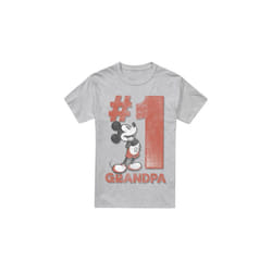 Disney Mens Number 1 Grandpa Mickey Mouse T-Shirt - 3XL, Sport Heather