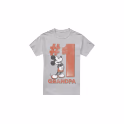 Disney Mens Number 1 Grandpa Mickey Mouse T-Shirt - XXL, Sport Heather