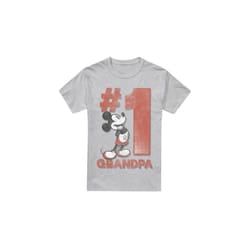 Disney Mens Number 1 Grandpa Mickey Mouse T-Shirt - S, Sport Heather