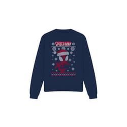 Spider-Man Unisex Adult Snowflake Christmas Sweater Sweatshirt - XXL, Navy