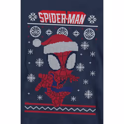 Spider-Man Unisex Adult Snowflake Christmas Sweater Sweatshirt - XL, Navy