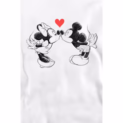 Disney Unisex Adult Mickey & Minnie Mouse Kiss Sketch Valentine's Day Sweatshirt - S, White