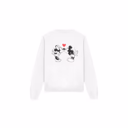 Disney Unisex Adult Mickey & Minnie Mouse Kiss Sketch Valentine's Day Sweatshirt - M, White