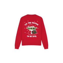 Star Wars: The Mandalorian Unisex Adult Tis The Christmas Season Grogu Sweatshirt - XXL, Red
