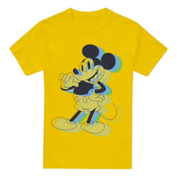 Disney Mens Trippy Mickey Mouse T-Shirt - XXL, Yellow
