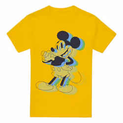 Disney Mens Trippy Mickey Mouse T-Shirt - XL, Yellow