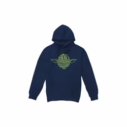 Star Wars Mens Yoda Text Head Hoodie - L, Navy