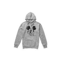 Disney Mens Mickey Mouse Face Distress Hoodie - S, Sport Heather