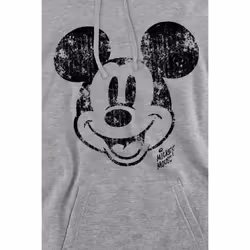 Disney Mens Mickey Mouse Face Distress Hoodie - S, Sport Heather