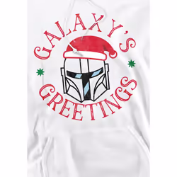 Star Wars: The Mandalorian Mens Galaxy's Greeting Hoodie - XXL, White