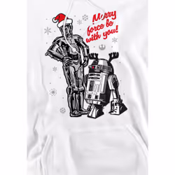 Star Wars Mens Merry Christmas Droids Hoodie - XL, White