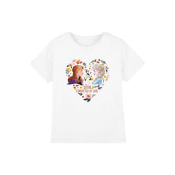 Frozen Childrens/Kids Sisters Connected By Love Elsa Anna Valentine's Day T-Shirt - 3-4 Years, White