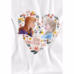 Frozen Childrens/Kids Sisters Connected By Love Elsa Anna Valentine's Day T-Shirt - 3-4 Years, White