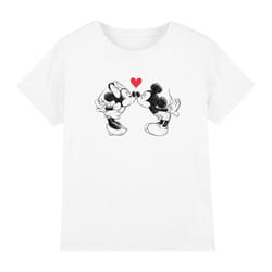 Disney Childrens/Kids Mickey & Minnie Mouse Kiss Sketch Valentine's Day T-Shirt - 5-6 Years, White