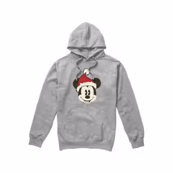 Disney Mens Mickey Mouse Santa Face Hoodie - S, Sport Heather