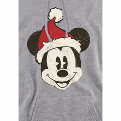 Disney Mens Mickey Mouse Santa Face Hoodie - S, Sport Heather