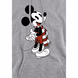 Disney Mens Mickey Mouse Scarf Christmas Hoodie - S, Sport Heather