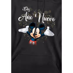 Disney Mens Spanish Mickey Mouse Fireworks New Year Hoodie - S, Black