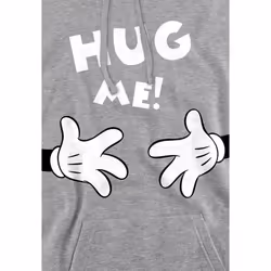 Disney Mens Hug Me Mickey Mouse Valentine's Day Hoodie - L, Sport Heather