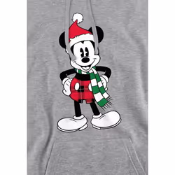 Disney Mens Mickey Mouse Tartan Christmas Hoodie - L, Sport Heather