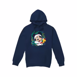 Disney Mens Mickey Mouse Wreath Christmas Hoodie - M, Navy
