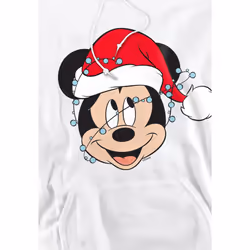 Disney Mens Mickey Mouse Christmas Lights Wrap Hoodie - XL, White