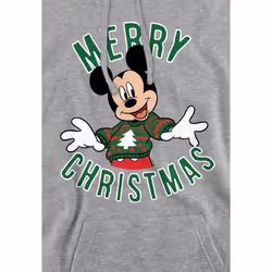 Disney Mens Mickey Mouse Christmas Sweater Hoodie - S, Sport Heather