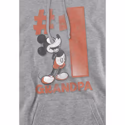 Disney Mens Number 1 Grandpa Mickey Mouse Hoodie - XL, Sport Heather