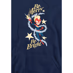 Captain Marvel Mens Be Merry Be Bright Hoodie - M, Navy